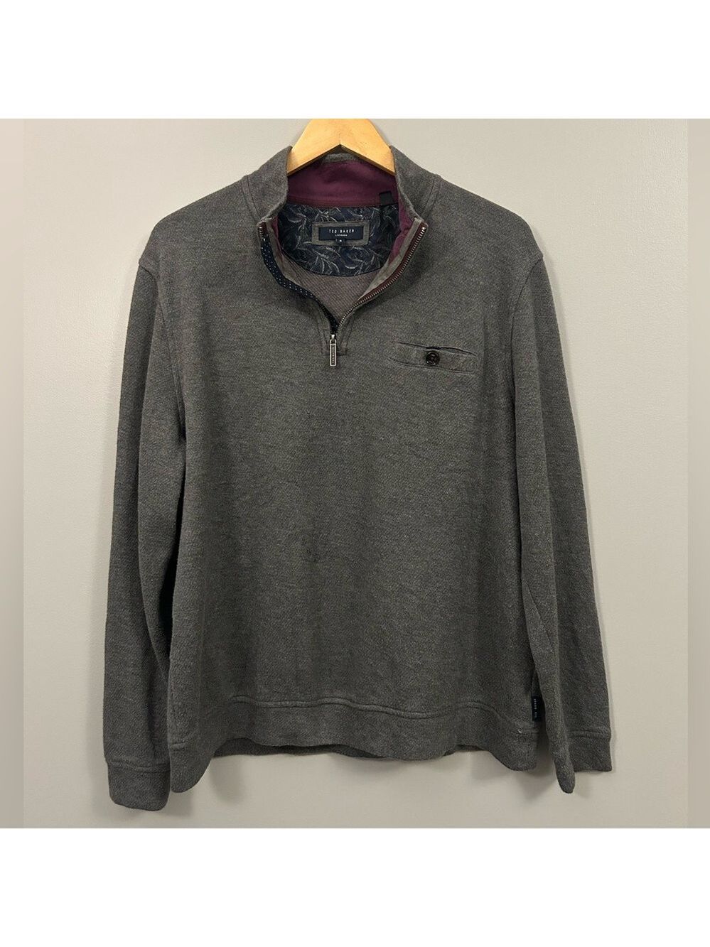 Ted Baker Charcoal Zip-Up Sweater Size 6 XXL